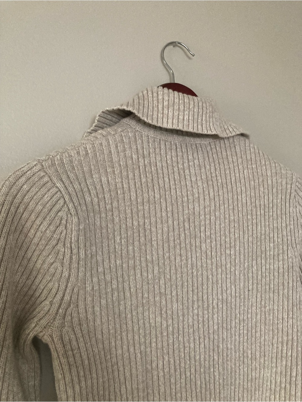 Christopher & Banks Cream 100% Cotton Ribbed Zip-Front Cardigan - Picture 5 of 5